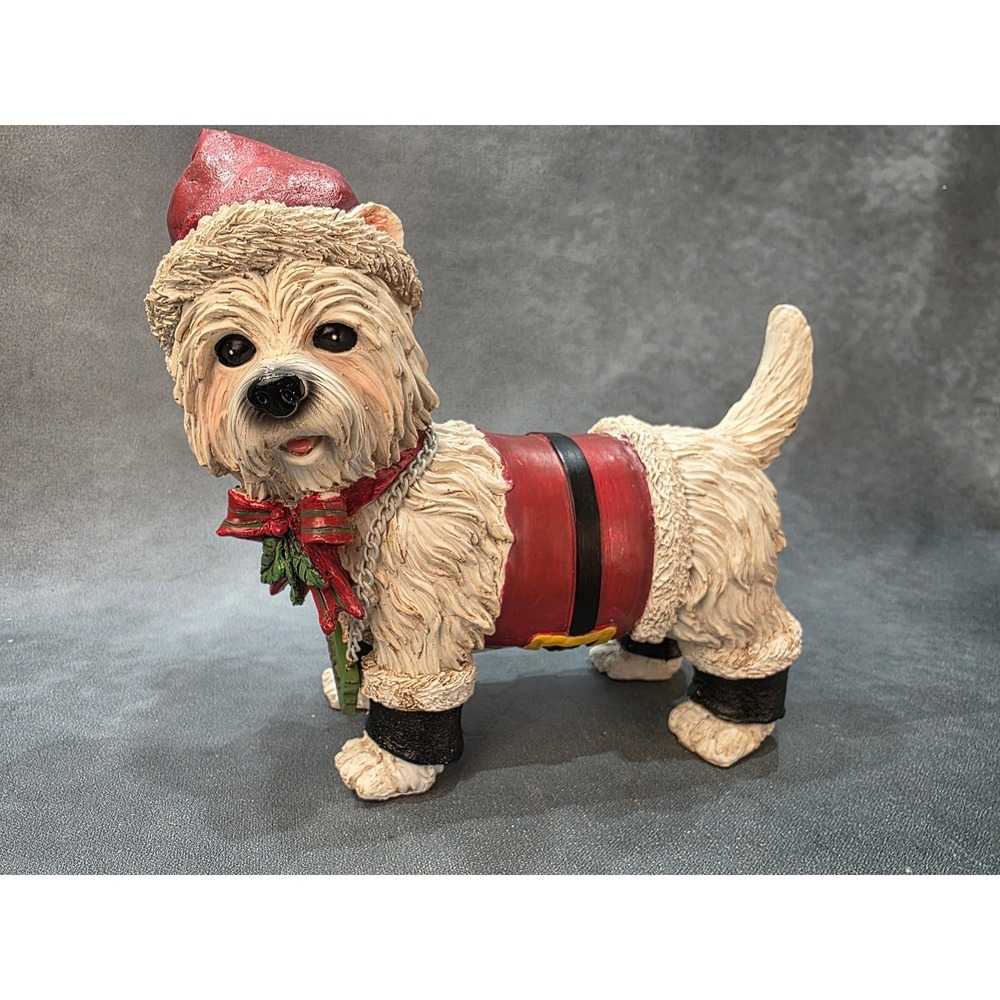 WMG 2015 Westie Dog Santa Suit Christmas Figurine Barking Sound Welcome Sign